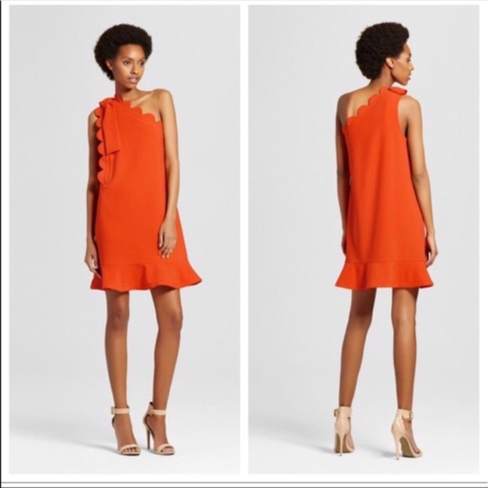 Victoria Beckham for Target orange scalloped dress